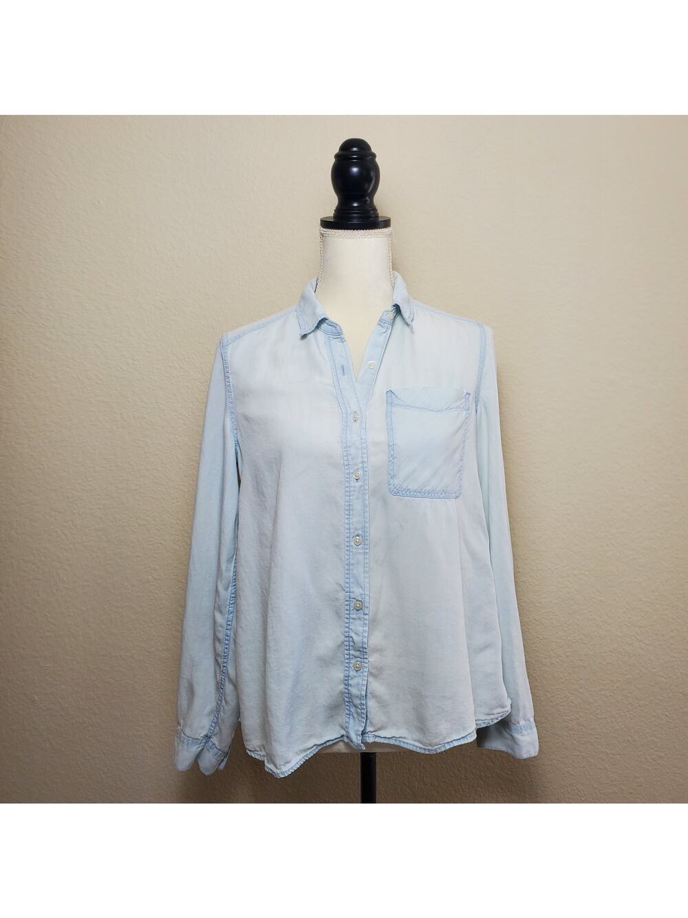 Express Blue Button Down Top XS